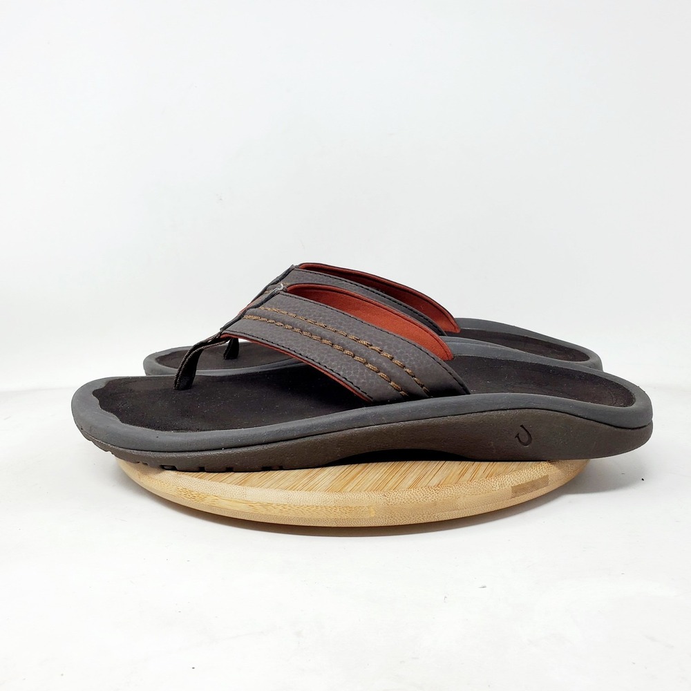 Olukai Hokua Sandals Mens 9 Java Slip On Pool Beach Flip Flop Slide‎ Shoes